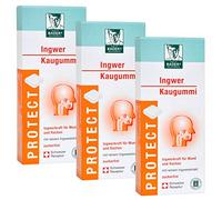 BADERs PROTECT Chicle de Jengibre de la Farmacia, Con Los Ingredientes Afiladores de Gingerol Ideal Para Viajes Sabor A Jengibre Naranja, Blanco, 3 x 20