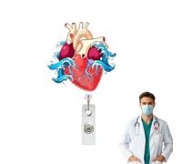 Badge Reel Clip - Decorative ID Holder, Heart Pattern Lanyard with Retracting, Strong Spring Mechanism, Portable Access Tool, Name Tag Carrier for Organizing Credentials and Ensuring Easy Workplace