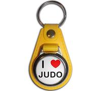 BadgeBeast.co.uk I Love Judo - Llavero medallón de plástico amarillo