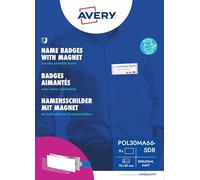 Badgepoint polar30 - Placa para nombre (70 x 30 mm, 5 placas con imán, antitorsión, con hoja de impresión para tarjetas de nombre y plantillas para imprimir, placas magnéticas para ropa), acero