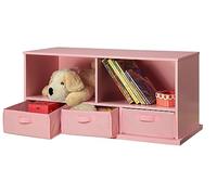 Badger Basket estante de almacenamiento organizador con tres cestas rosa Talla:37W x 16.5D x 17.25H in.