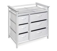 Badger Basket - Mesa cambiadora moderna para bebé con seis cestas blanco White/Gray