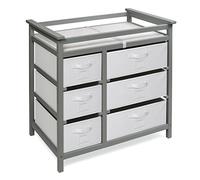 Badger Basket - Mesa cambiadora moderna para bebé con seis cestas gris Gray/White