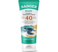 Badger Crema de protección solar mineral natural SPF 40 Baby Reef Safe con óxido de zinc transparente, amplio espectro y resistente al agua, manzanilla, 2.9 ml