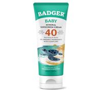 Badger Crema de protección solar mineral natural SPF 40 Baby Reef Safe con óxido de zinc transparente, amplio espectro y resistente al agua, manzanilla, 2.9 ml