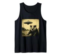 Badger Ufo Sorprendido Vintage Alien Ciencia Ficción Divertido Encuentro Camiseta sin Mangas