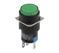 BADIKA 5 Piezas/Lote AL6-A-11 16 mm Interruptor pulsador Redondo de Encendido y Apagado con Bloqueo automático LA16Y-11D pulsador SPST 220 V 12 V(Green,24V)