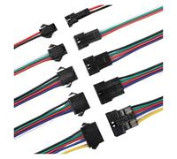 BADIKA Conectores macho y hembra con cables 10 pares 15cm J + S + T S + M 2P 3P 4P 5P 6P conector de cable macho a hembra L + E + D tiras conectores de controlador de lámpara adaptador rápido(6p)