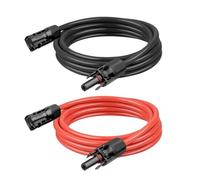 BADIKA Conectores macho y hembra con cables Cable de extensión Solar de doble extremo, A74E-Red, negro, conector Solar de 6Mm2 for sistemas solares fotovoltaicos, adaptador de Cable de carga Solar