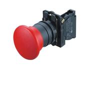 BADIKA Interruptor pulsador de Cabeza en Forma de Hongo de Parada de Emergencia XB5-AC42 Interruptor momentáneo con Retorno por Resorte(Yellow,1NO 1NC)