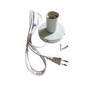 BADIKA Portalámparas Luz nocturna con Cable de 1,6 M, cabezal de lámpara en línea E27, enchufes de lámpara de mesa, lámpara decorativa(White-E+U Plugs)