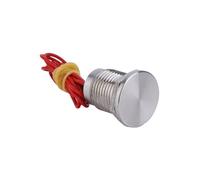 BADIKA Pulsadores metálicos Interruptor piezoeléctrico eléctrico de Cabeza Redonda y Plana, momentáneo, 12MM/16MM/19MM/22MM/25MM/30MM, 1NO, 2A, 12-24V(16MM)