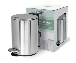 BADIONA Papelera baño 3l - Acero inoxidable cubo basura baño & cierre suave I Cubo de basura baño balde lixo wc papelera con tapa I Papelera de baño basurero basuras para papeleras caixote lixo wc