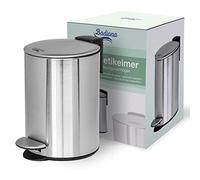 BADIONA Papelera baño 5l - Acero inoxidable cubo basura baño & cierre suave I Cubo de basura baño balde lixo wc papelera con tapa I Papelera de baño basurero basuras para papeleras caixote lixo wc