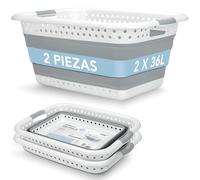 BADIONA Set de 2 Cesto ropa plegable colada - 2x 36 litros & Uso universal I Laundry basket Cesta lavanderia plegable grande I Barreño plegable Cesta para la ropa limpia I Palangana plegable camping