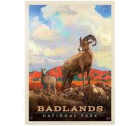 Badlands National Park: Bighorn Sheep, póster vintage, rompecabezas de 1000 piezas premium para adultos