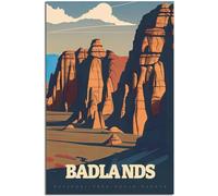 Badlands National Park Vintage Viaje Póster Retro Pared Arte Lienzo Póster Arte Imprimir Hogar Decoración Habitación Decoración Sin Marco 50x75cm