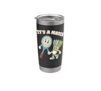 Bádminton Amor Retro Vintage It's A Match Vaso térmico de acero inoxidable de doble pared