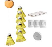 Badminton Equipment Set, Rebound Practice Device, Single Player Trainer, Elastic Improves Skills Includes 6 Balls for Home or Indoor Use, 3.46x3.07x1.89 Inches