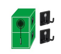 Badminton Racket Hanger, Stainless Steel Hook Rack, 1.77x1.77in Space-Saving Organizer, Wall Mount Stands, Rackets Storage Standing for Gym, Garage, Club, Display Holder