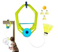 Bádminton ROUND TRAINER - Juego de entrenamiento de bádminton en solitario con cuerda ajustable, diseño portátil ligero | El instrumento montado en la puerta incluye pelota de tenis y 3 lanzaderas