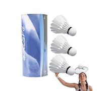 Badminton Shuttle - Durable High Velocity, Hitting Practice Set, Youth Training Racket, White Feathered Projectile | Shuttlecock Indoor Outdoor Play for Beach Court Gym