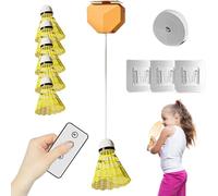 Badminton Trainer, Remote Control Training Kit, Rebound with 6 Balls, Portable Single-Player Badminton, Sports Practice Tool for Kids and Adults Indoor Outdoor, 3.46x3.07x1.89Inch