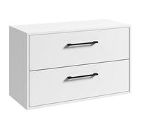 Badplaats Florence - Mueble bajo lavabo (80 x 46 cm, color blanco brillante, 2 cajones y asas negras), color blanco brillante