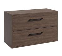 Badplaats Florence - Mueble bajo lavabo (80 x 46 cm, nogal, con 2 cajones y tiradores negros)