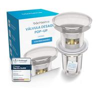 Bächlein Desagüe Universal con Rebosadero para Lavabo & Lavamanos - Válvula Pop Up Automática de Acero Inoxidable Cepillado - incl. 3 Juntas para Todo Tipo de Lavabos - Instalación con Instrucciones