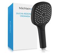 Bächlein Ducha Universal - Ducha con 3 tipos de chorro, fácil de cambiar con un práctico pulsador - Cabezal de ducha angular Negro Mate - Ducha manual con dimensión de conexión estándar G 1/2