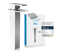 Bächlein Grifo alto para baño con diseño de cascada - Grifo monomando extra alto con kit de montaje para lavabo - Negro mate