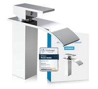 Bächlein Grifo de baño con diseño de cascada - Grifo monomando con cartucho de cerámica duradero y kit de montaje - Cromo