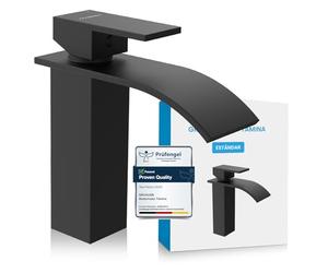 Bächlein Grifo de baño con diseño de cascada - Grifo monomando con cartucho de cerámica duradero y kit de montaje - Negro mate