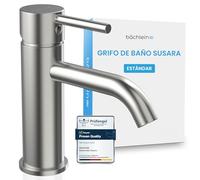 Bächlein Grifo de baño Susara con caño curvado, diseño monomando con cartucho cerámico duradero y kit de montaje, grifo de baño de acero inoxidable cepillado