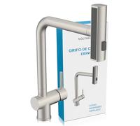 Bächlein Grifo de cocina Erino (acero inoxidable cepillado) - Grifo giratorio con 3 chorros - Grifo de cocina con alcachofa extraíble y giratoria y función cascada