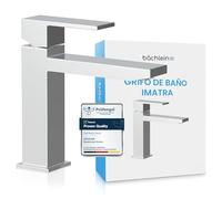 Bächlein Grifo Para el Cuarto de Baño de Diseño Angular, Mezclador Monomando de Líneas Claras y Aspecto Moderno, Grifo de Baño Cromado