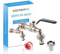 Bächlein Grifo Universal para el Jardín, Antracita, Incluye 2 conexiones de Manguera, Válvula de Bola con Conexión de 1/2 y 3/4 de Pulgada, Grifo de Salida Exterior