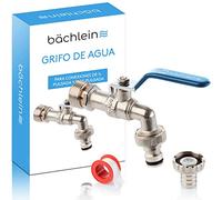 Bächlein Grifo Universal para el Jardín, Azul, Incluye 2 conexiones de Manguera, Válvula de Bola con Conexión de 1/2 y 3/4 de Pulgada, Grifo de Salida Exterior