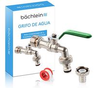 Bächlein Grifo Universal para el Jardín, Verde, Incluye 2 conexiones de Manguera, Válvula de Bola con Conexión de 1/2 y 3/4 de Pulgada, Grifo de Salida Exterior