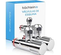 Bächlein Juego de 2 Válvulas de Ángulo Universal Autosellante, Válvula Reguladora de Esquina de 1/2 Pulgada para Tuberías de Agua Fría y Caliente con Tapón de Rosca Clásico