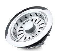 Bächlein Juego de Desagüe para el Fregadero, Diámetro de 114 mm, Dispositivo de Clic Ahora También para el Fregadero de la Cocina, Desagüe de Acero Inoxidable Pulido con Rebosadero