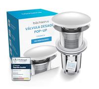 Bächlein Juego de desagüe universal sin rebosadero (cerámica), válvula emergente para lavabo y lavamanos, válvula de desagüe de latón con instrucciones de instalación