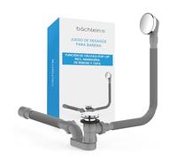 Bächlein - Juego de tapa para bañera con pantalla para desagüe de bañera limpio, kit completo con desbordamiento flexible, tapa de desbordamiento y sifón