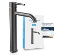 Bächlein Mezclador de baño Susara alto con dispensador curvado, Mezclador monomando extra alto de diseño para lavabo de apoyo con cartucho de cerámica duradero y juego de montaje, grifo de