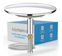Bächlein Tapón de Bañera Universal, Tapón de Desagüe Cromado de Latón Macizo, Incluye Junta de Recambio, Juego de Desagüe para Cualquier Bañera Estándar, Ajuste Preciso