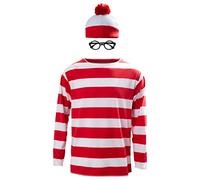 BAEHEU Disfraz de Walter para hombre, disfraz de Waldo, camisas, Where Wally, cosplay, juego de Halloween, carnaval, XXXL