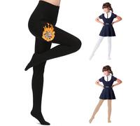 BAEIDO Mallas térmicas para niños, medias gruesas de cintura alta con doble forro elástico para invierno para niños y niñas, Negro, 12-15 años