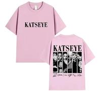 BaeKnyin Camiseta Oversized Kat-SEYE, Diseño Retro en Blanco y Negro con Firmas, Camiseta Streetwear para Fans del Grupo, Top de Verano-Pink-S1