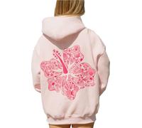BaeKnyin Pink Palm Puff Suéter Y2K Estampado de Flores para Mujeres-Pink-S1